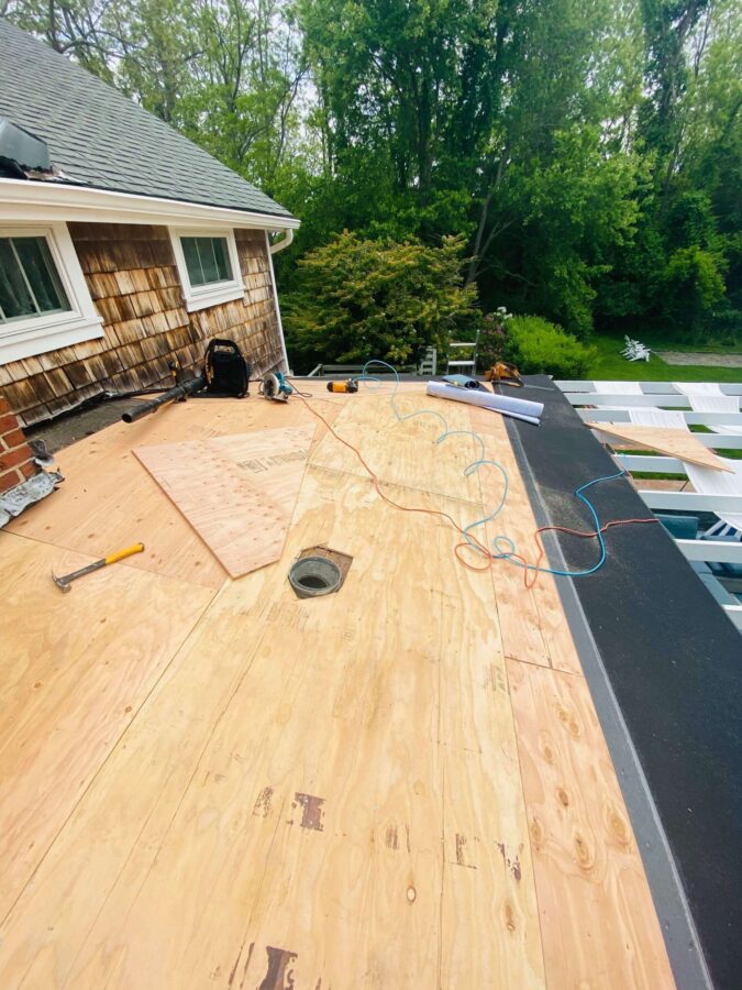 Golden Hands Construction Roof Sheathing Replacement Long Island NY scaled Roof Replacement