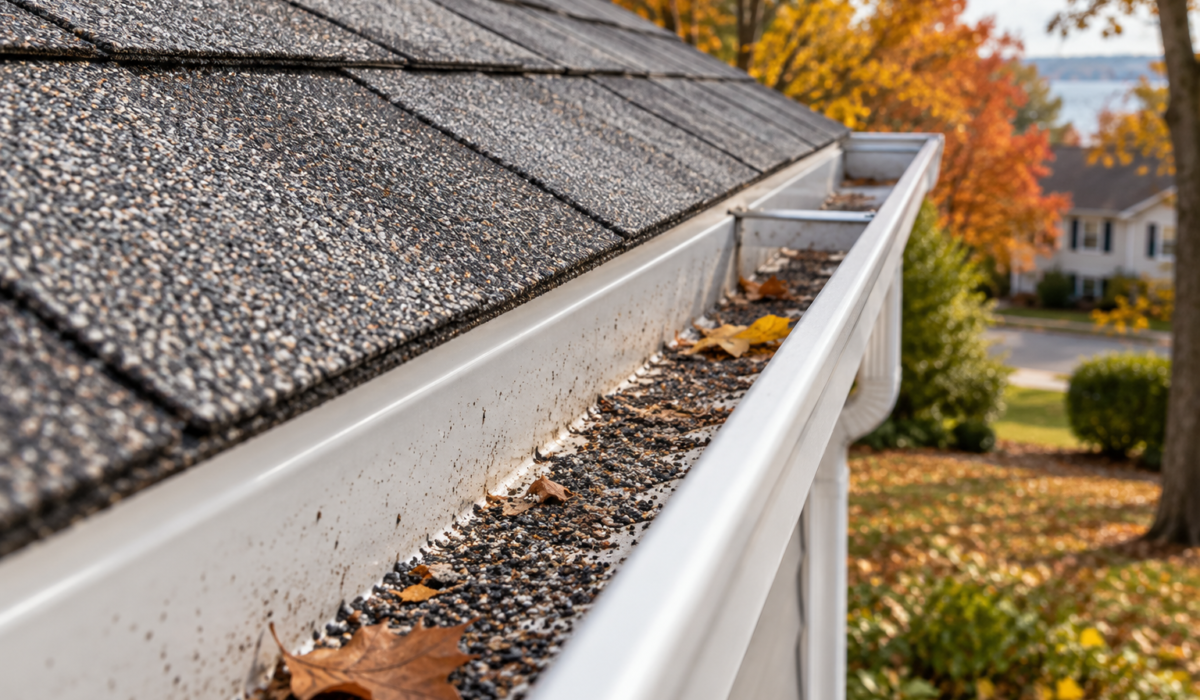 Shingle granules in gutters